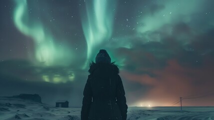 Wall Mural - northern lights in the backdrop