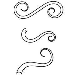 Swoosh, swash underline stroke set. Hand drawn Line Art Swirl swoosh underline calligraphic element. Vector illustration