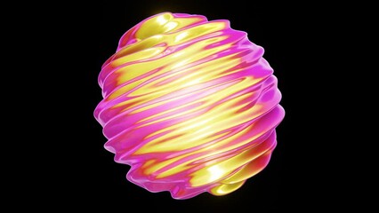 Fototapete - Abstract 3D sphere twirl twist gradient vibrant colors bubble blob magic smooth spin fantasy splash ball curve motion creativity effect 30 fps 4K seamless loop animation background wallpaper