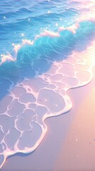 Sticker - Turquoise ocean wave crashing on the beach at sunset creating white seafoam