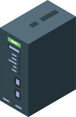 Canvas Print - Black server unit is standing and processing data with a green light indicating it's on