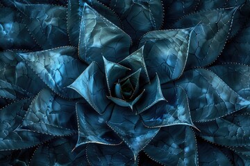 Fototapete - agave cactus  abstract natural pattern background  dark blue toned