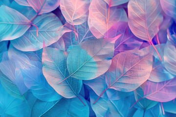 Fototapete - Colorful macro background of transparent skeleton leaves.