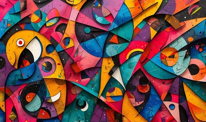 Wall Mural - Colorful Chaos Abstract Pop Art Extravaganza
