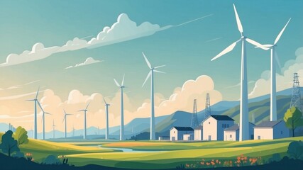 Wall Mural - Illustration of renewable energy sources