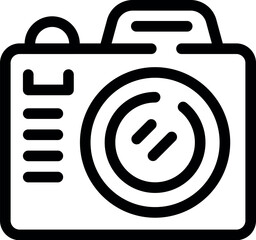 Poster - Simple black and white line art illustration of a digital camera, perfect for representing photography