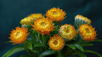 Canvas Print - Xerochrysum bracteatum also called the golden everlasting or strawflower