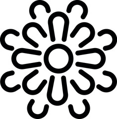 Poster - abstract circular shape with curved lines radiating outward forming a flower like design