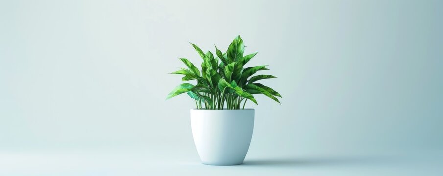Isolated green plant in pot on white background mockup, 4K hyperrealistic photo