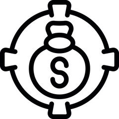 Poster - Line icon of a money bag in a crosshair, representing the concept of financial goal setting and achieving success in business