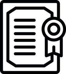 Poster - Stylized icon of a document with an award ribbon stamp, suggesting accomplishment and validation