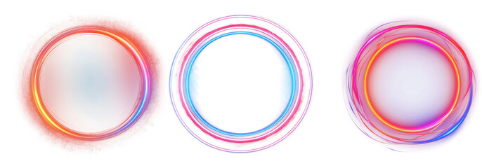 Wall Mural - Circle neon light effects set