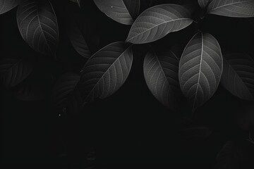 Wall Mural - Abstract black leaf textures for tropical foliage background in dark nature concept