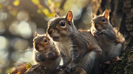 A family of rodents squirrels