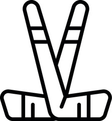 Poster - simple line icon of two crossed hockey sticks and a puck, perfect for representing the sport of ice 