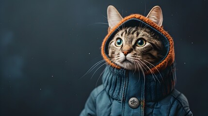  Adorable Feline Costumed as Asteroid on Navy Backdrop