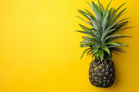 Pineapple yellow background green leaf
