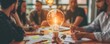 © doraclub - Collaborative Creative Workshop with Glowing Lightbulb Symbolizing Shared Ideas