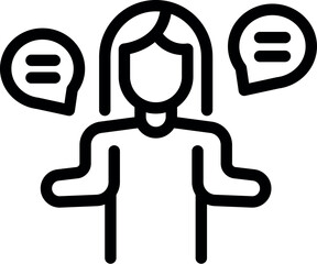 Poster - Businesswoman making decision choosing from three different options, business concept line icon