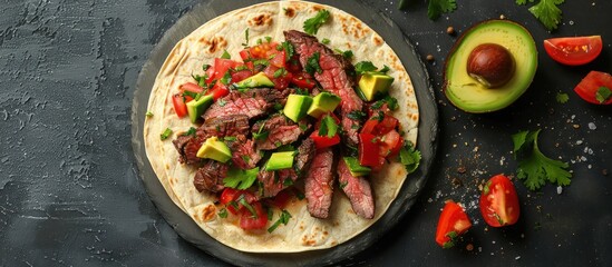 Wall Mural - Steak Taco with Avocado and Tomato Salsa
