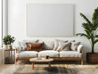 © tanjidvect - Living room with blank wall frame mockup