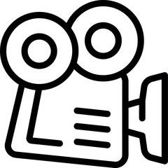 Poster - Simple black and white icon of a classic movie camera is recording