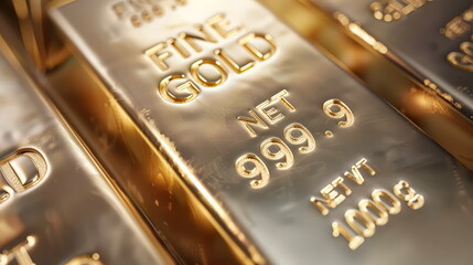 Gold bars in warm light, emphasizing wealth, finance, and investment. Shiny, precious metal currency for banking, economic trade, and financial success. Symbol of rich savings and luxury.