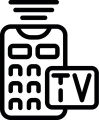 Poster - Line art icon of a tv remote control sending a signal, representing the concept of watching television