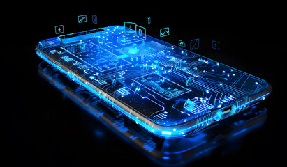 Smartphone on an electronic background