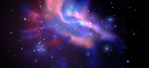 Wall Mural - space vector background with realistic nebula and shining stars. magic colorful galaxy with stardust