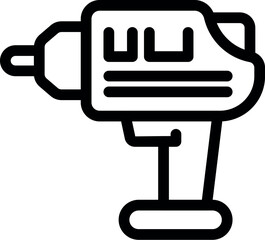 Sticker - Simple bold outline icon of a cordless power drill, ideal for construction and home repair projects