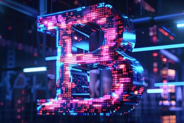 Poster - A bright and vibrant display of lights on a letter B