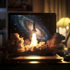 Launching Space Rocket From Laptop Screen - 5