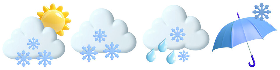 Wall Mural - 3d weather png cut out element set