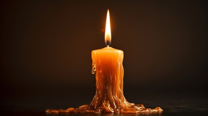 a candle flame, with the wax melting around it.