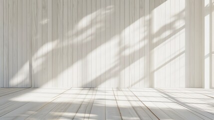 Poster - A simple interior scene featuring a white room with a wooden floor