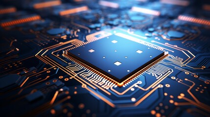 Poster - close-up of a microchip showcasing intricate circuitry and cutting-edge technology