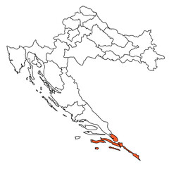 Wall Mural - Outline of the map of the region of Croatia - Dubrovnik-Neretva County