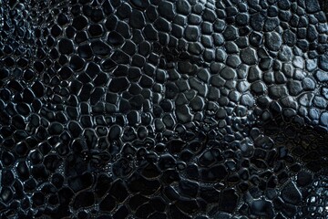 Poster - Close-up shot of a smooth black leather texture