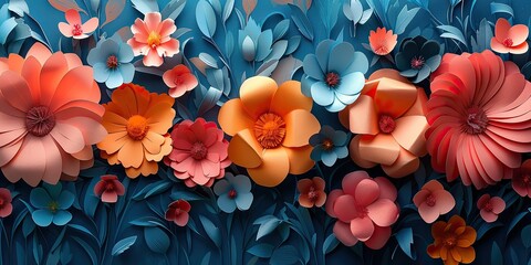 Wall Mural - abstract paper floral pattern