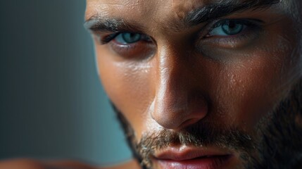 Aufkleber - A close-up view of a bearded man's face