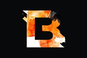 Poster - A simple design featuring a black letter B with orange details on a black background