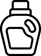 Poster - black outline icon of a plastic bottle containing cleaning product with measuring lines for laundry 