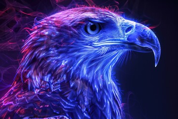 Poster - A close-up shot of a bird of prey's face and feathers