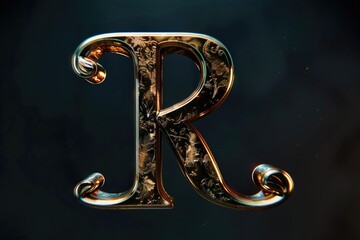Poster - A close-up shot of a shiny metal forming the letter R