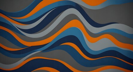 Wall Mural - abstract blue and orange wavy pattern on a grey background