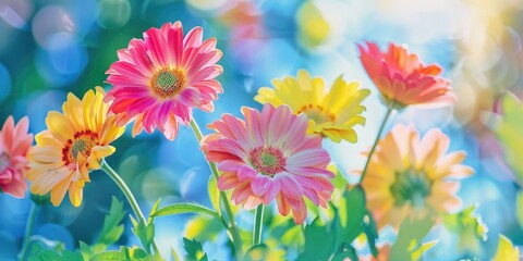 Poster - A collection of colorful flowers growing amidst lush green grass