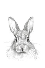 Poster - A simple yet charming illustration of a rabbit in black and white, suitable for various uses such as children's books, editorial content, or marketing materials