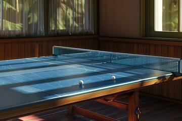Poster - A ping pong table with a ball on it