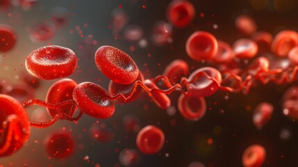 red blood cells flowing in a vessel, 3D illustration